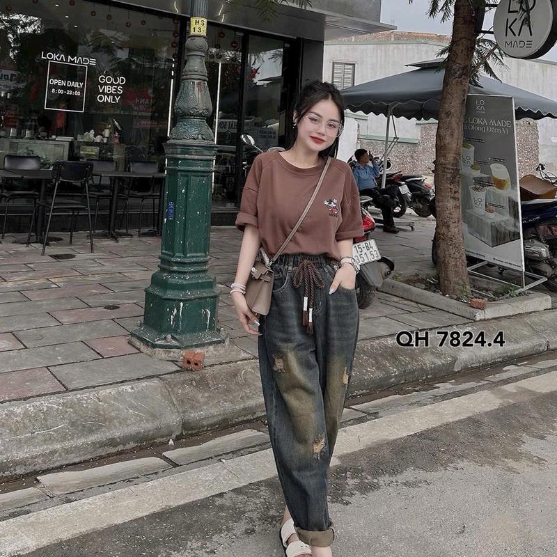 Quần Bò Jean Dáng Baggi FOM Thụng Chất Bò Mềm cho Nữ (bigsize đến 40-85kg )