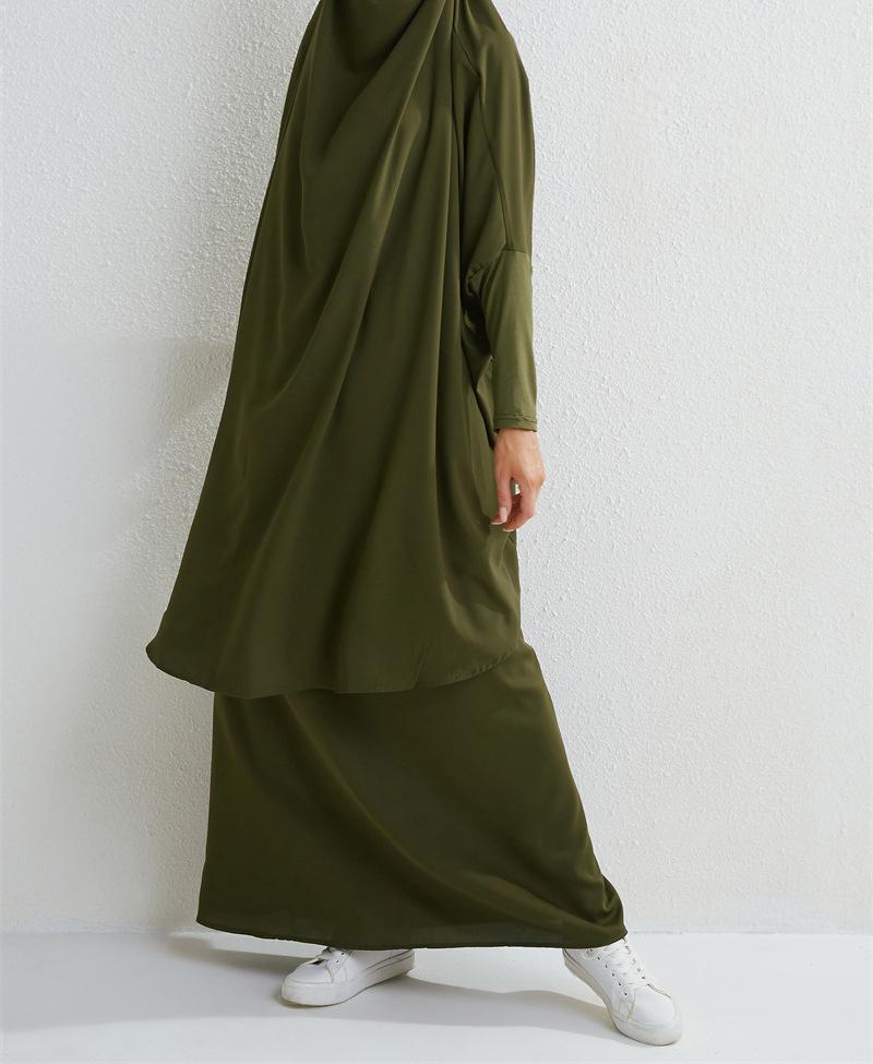Product Introduction of Two-Piece High-Quality Large Size Clothing, Women's Clothing, Clothing Apparel, Solid Color Long Sleeve Skirt Long Robe 8
