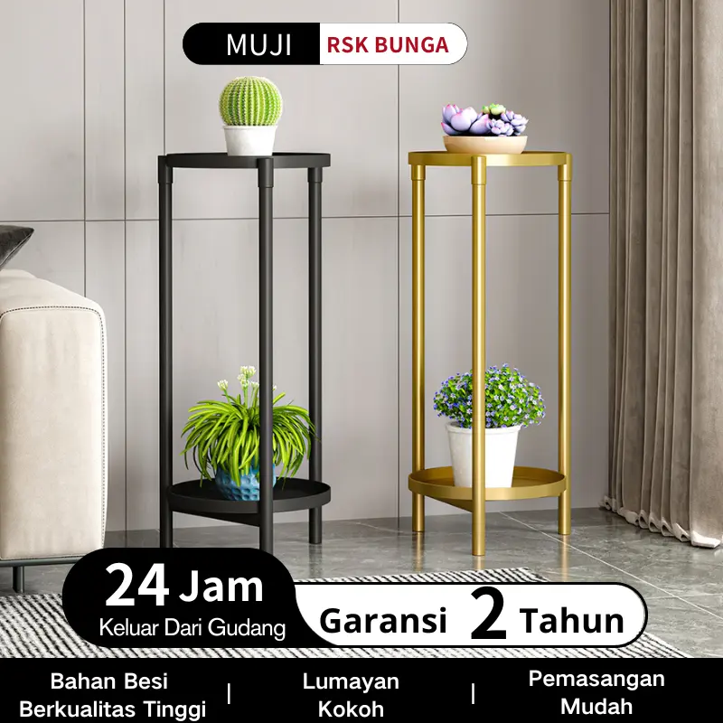 MUJI Rak Bunga Besi Rak Stand Tempat Taruh Pot Bunga Sederhana Stand ...