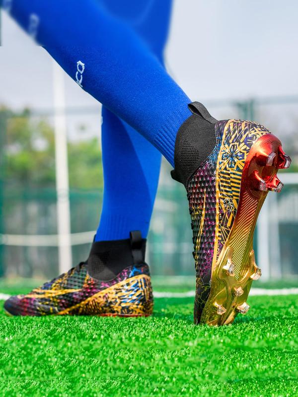 Men's Lace Up High Top Football Shoes, Breathable Comfortable Soccer Shoes, Professional Football Cleats, Anti-slip AG Spikes Football Shoes for All Seasons 7