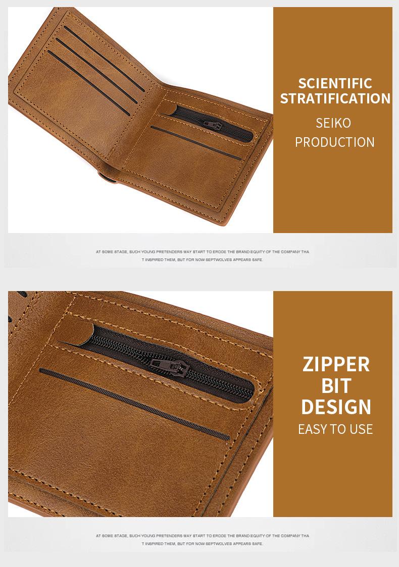 Product Introduction of Horizontal Wallet Wholesale Men's Short Wallet Men's Student Leather Wallet Retro Wallet No Logo Factory In Stock 24