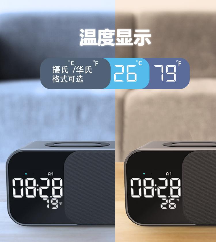 Product Introduction of Retro Bluetooth Speaker with Radio Wireless Charger Bluetooth Speaker TF Card Clock Outdoor Sound Box 3