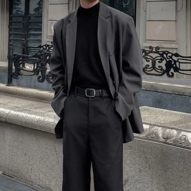 Áo Khoác Blazer Có Đệm Vai, Dành Cho Nam Giới, Phong Cách Cổ Điển Mỹ, Cỡ Lớn, Thích Hợp Cho Mùa Thu Và Mùa Đông, Cao Cấp Và Phong Cách, Bộ Đồ Nhỏ Thường Ngày 2