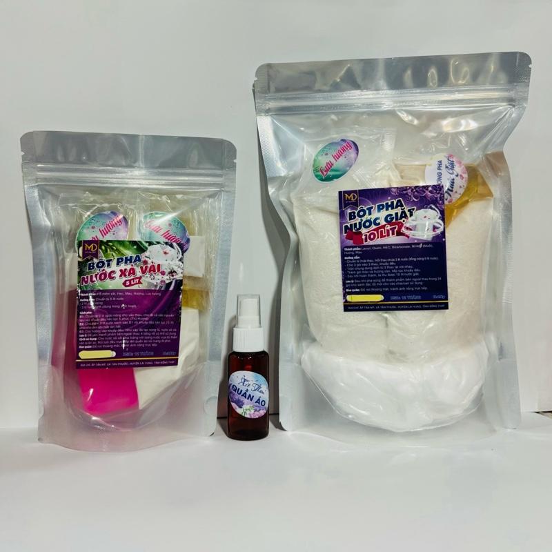 COMBO GIẶT XẢ Bột Pha Nước Xả Vải 5 Lít Và Bột Pha Nước Giặt 10 Lít Kèm Quà Xịt Thơm Quần Áo . Làm Sạch