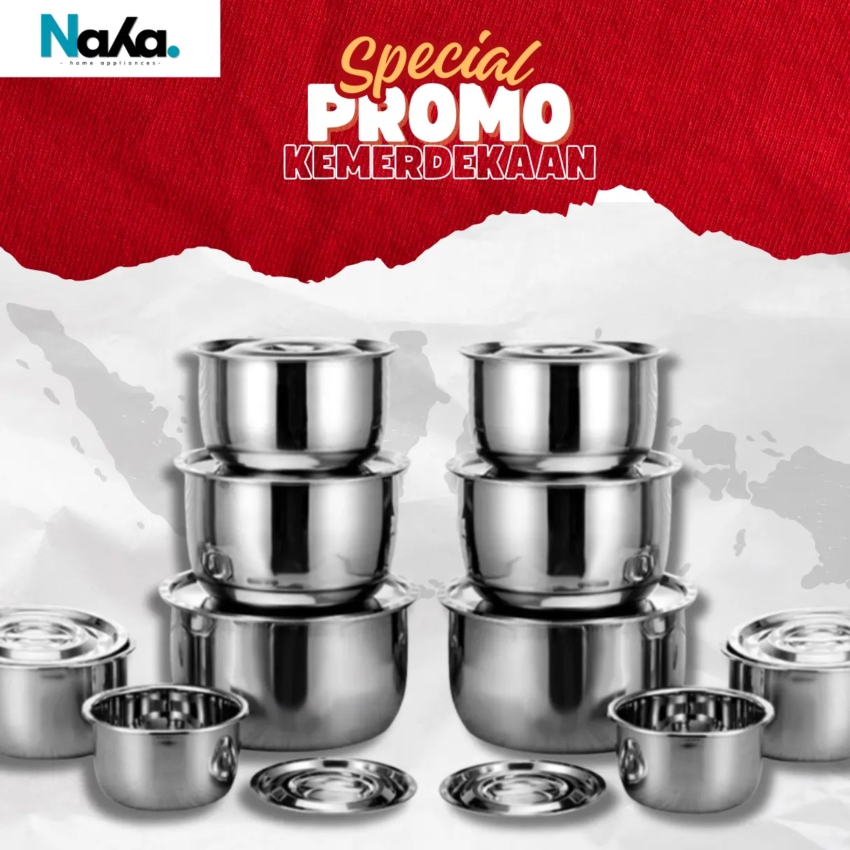 Panci Rantang Stainless Steel 1 Set 5 Pcs-Naya Official Store Kitchenware