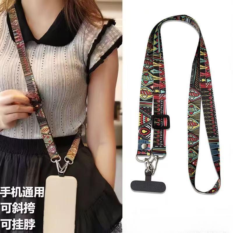 High-quality retro phone neck strap, versatile with adjustable long totem and cross strap for women.