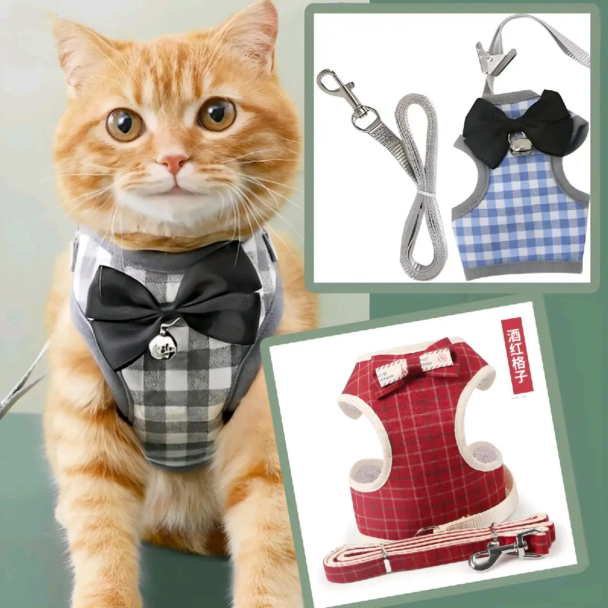 ROMPI HARNESS + DASI KUPU KUPU MODIS UNTUK KUCING & ANJING [[UKURAN MEDIUM/SEDANG]]