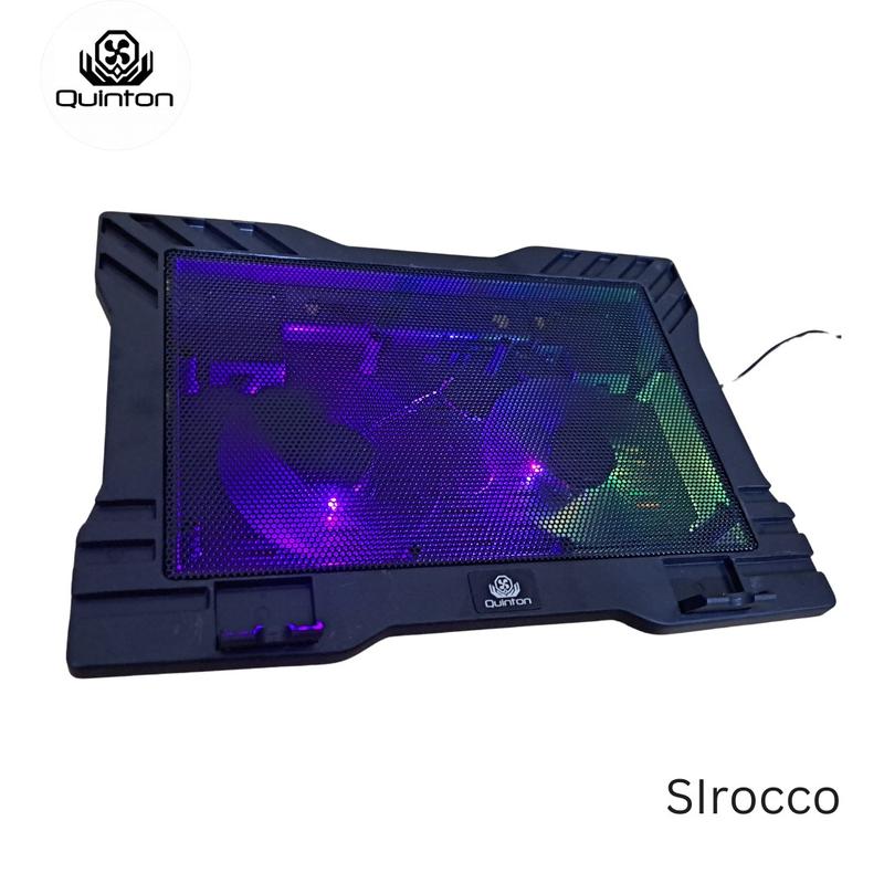 kipas laptop cooling pad quinton 2 fan 12cm 15,6inch hitam jaring Computer Cooler pad gaming 2