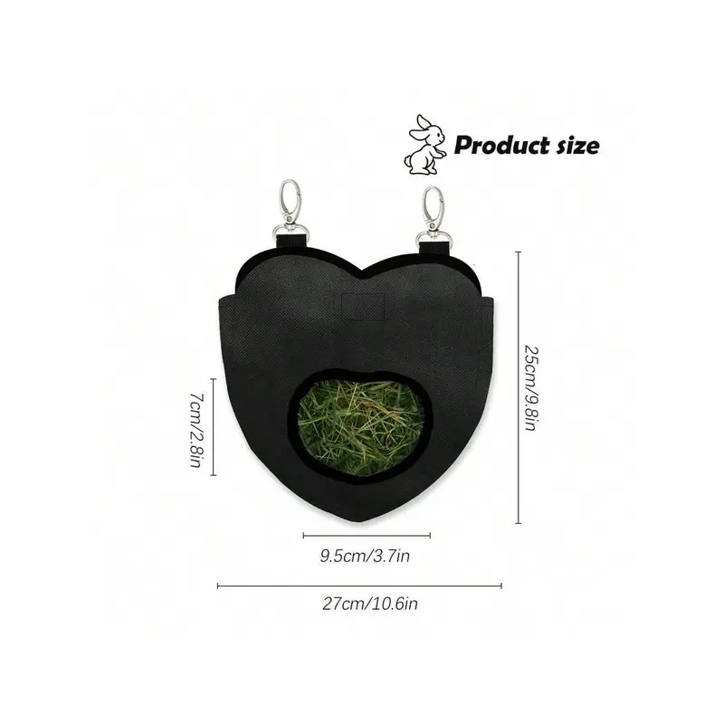 Rabbit Hay Bag Feeder, Black 600D Oxford Cloth Fabric Hay Hanging Feeder Storage For Rabbit Chinchilla Small Animals 3