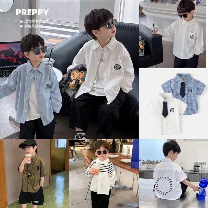 Product Introduction of （Baby） (1-8 tuổi QCCC) Áo sơ mi bé trai cộc tay phong cách Hàn Quốc soái ca học sinh đi chơi đi học chất thoáng mát 21