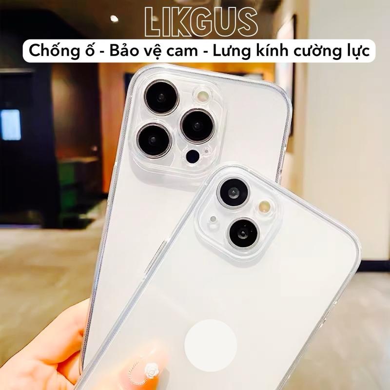 Ốp trong Iphone LIKGUS Bảo Vệ Camera. Trong Suốt Chống Ố Vàng Chống Sốc 11 12 13 14 15 16 17 Phụ Kiện dienthoai lik gus Cao Su case
