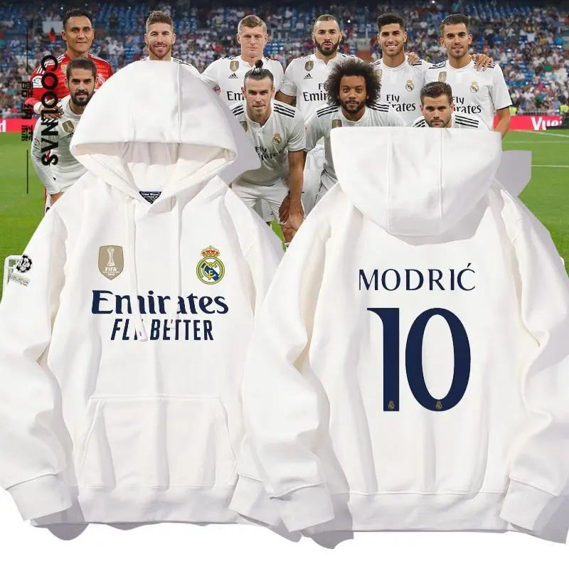 [77% Repurchase Rate] 23-24 Real Madrid Jersey No.10 Modrich No.5 Bellinumvinius Autumn and Winter Velvet Padded Hooded Sweatshirt