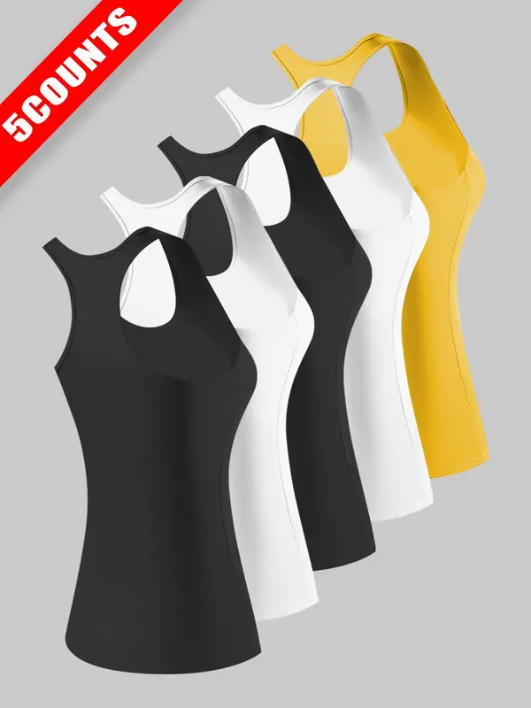 Women's Solid Color Sports Tank Top, Breathable Comfortable Sports Vest, Ladies Sportswear for Indoor Outdoor Wear 3