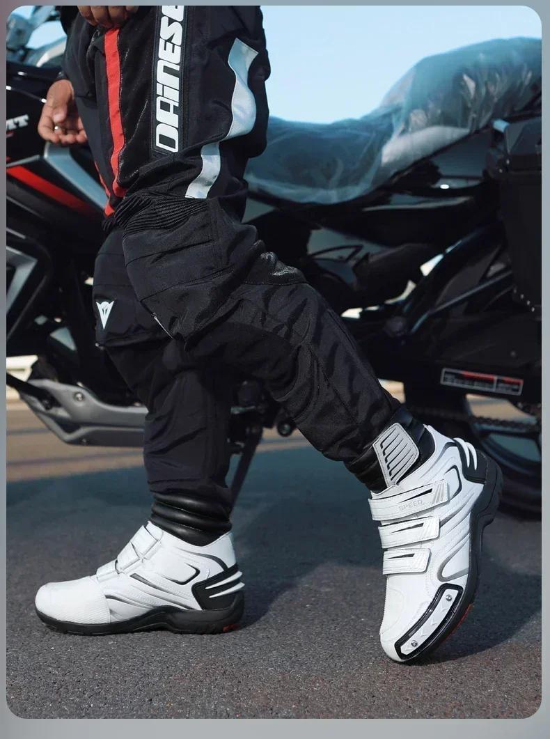 Product Introduction of 2025 Men Women Motorcycle Boots Microfiber Leather Motorbike Riding Anticollision Ankle Protective Shoes Moto Racing Short Boots 20