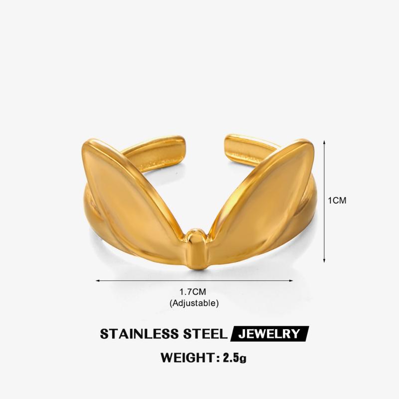 Product Introduction of 2025 Hot-selling Stainless Steel Rabbit Ear Opening Ring Personalized Hip-hop Non-fading Rabbit Ear Titanium Steel Ring for Women 0