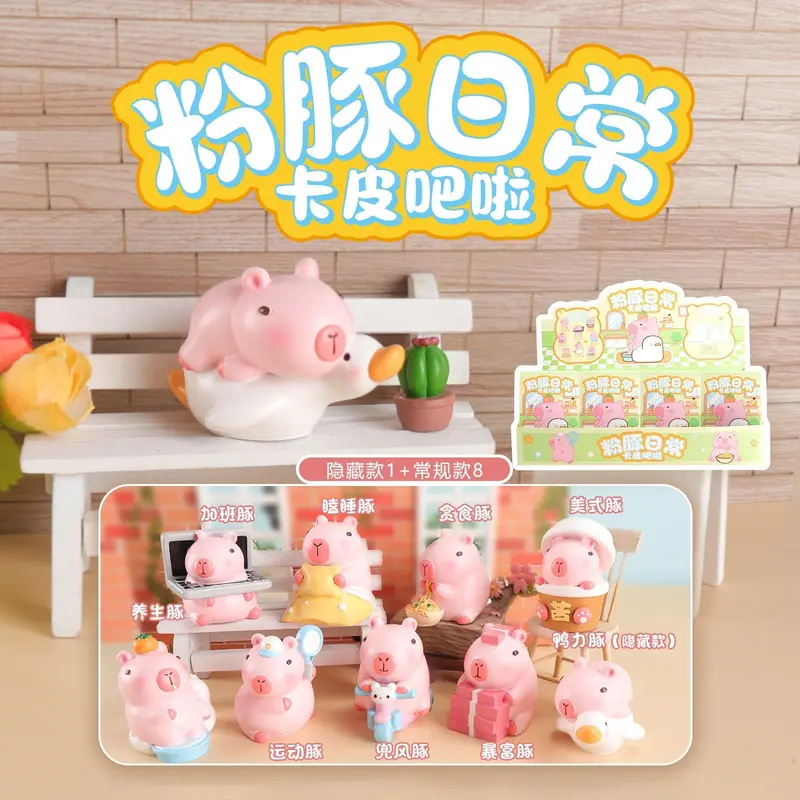 Blind Box Capybara (1 hộp lẻ chứa 1 con)- không phải 1 set ,không có giá đó đâu) bốc ra ngẫu nhiên 1 con trong 6 con Shop có để- Charm lớn nhỏ siêu cute -  Đồ Chơi Toy Mô Hình 6