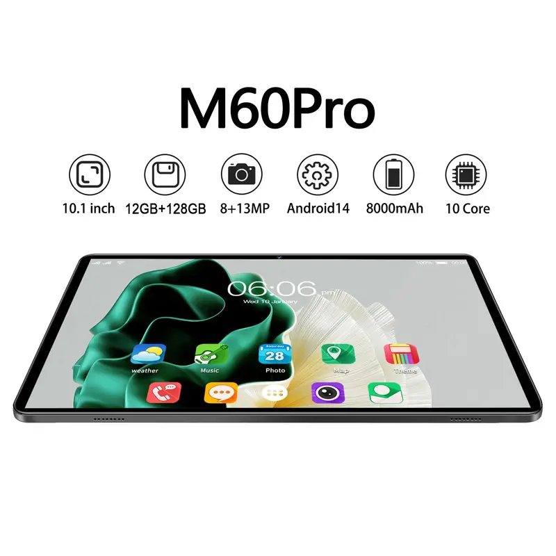 10.1 Inch Tablet, 128GB ROM & 12GB RAM, 5G WiFi Bluetooth-compatible GPS, Multifunctional 2 in 1 Wireless Tablet with Keyboard Mouse Set 2