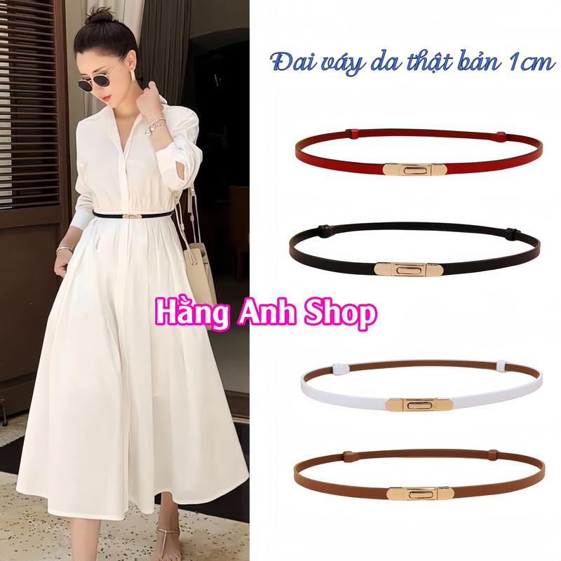 [Giá mở bán] Đai váy nữ bản nhỏ 1cm HAS668 Hằng Anh Shopp da thật, dây thắt lưng nịt quần áo váy nữ mặt vàng sang chảnh, thanh lịch