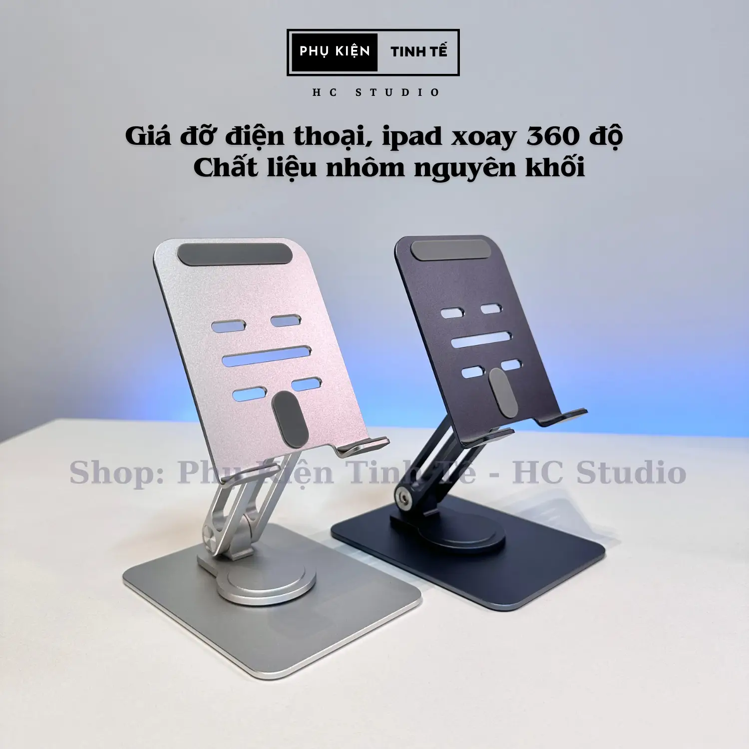 Chân điện thoại xoay 360 độ chất liệu nhôm nguyên khối gấp gọn Phụ Kiện Giá Đỡ Điện Thoại
