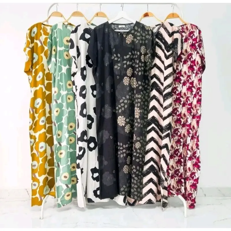 DISKON!!!DASTER LENGAN PENDEK 5PCS 55RB Rayon Motif 1
