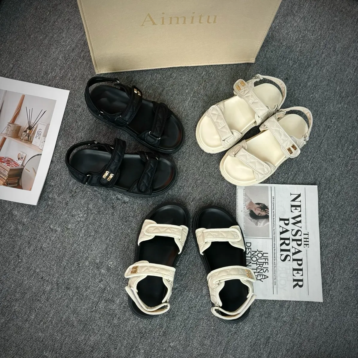 Dép Sandal Nữ 2 Quai Dán Trần Trám Năng Động Trẻ Trung - Thương Hiệu Shoes - DéP thoitrang