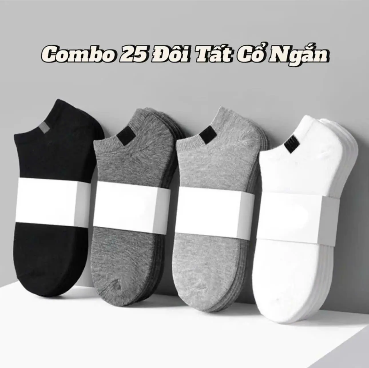 Combo 25 Đôi Tất Cổ Ngắn Thoáng Mát 4 Màu Cotton Menswear Mix Màu, Tất Cổ Ngắn