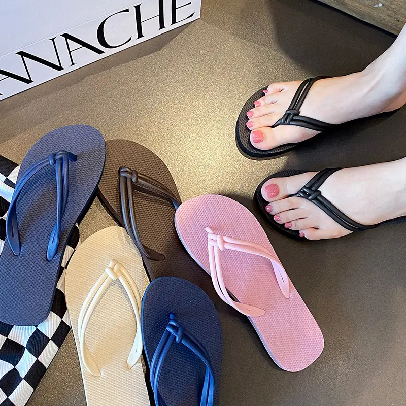 ins style fashion simple casual flip-flops female summer non-slip bath foot outside wearing flat beach sandals female