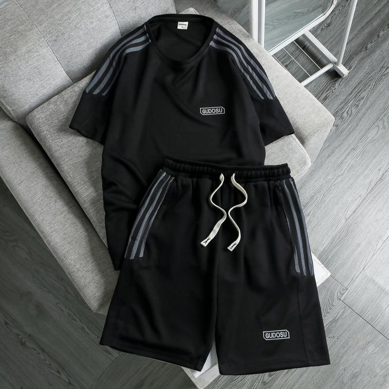 Bộ quần áo thể thao nam ngắn tay chất thun tổ ong mềm mịn thoáng khí co giãn tốt giúp thể thao vận động thoải mái