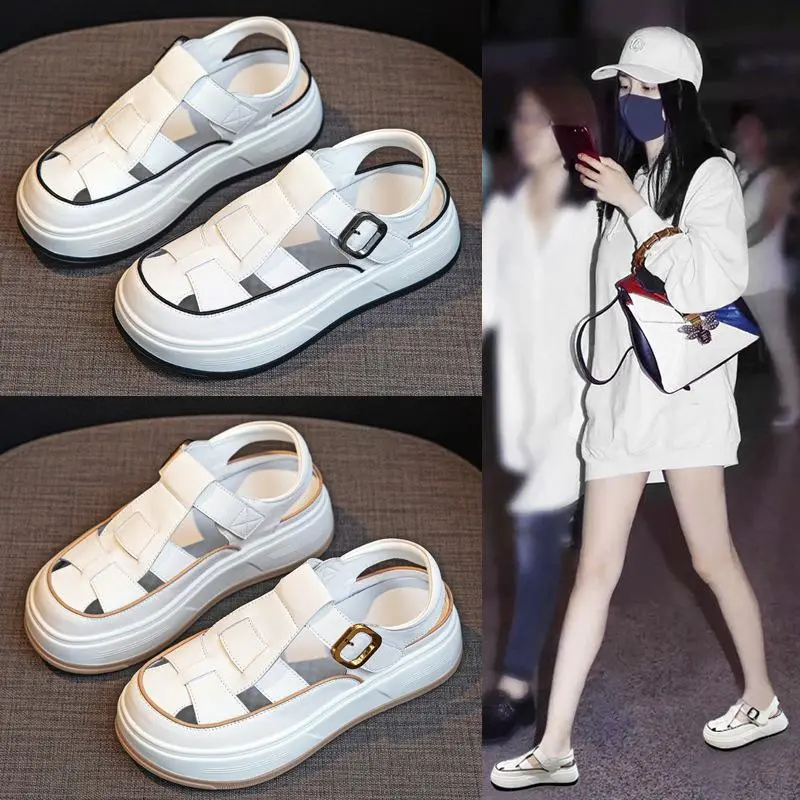 Roman Sandal Girl Women's Platform Shoes Wear Casual White Shoes Platform Sandals Footwear Summer Comfort Parent sandal  wanita elegan