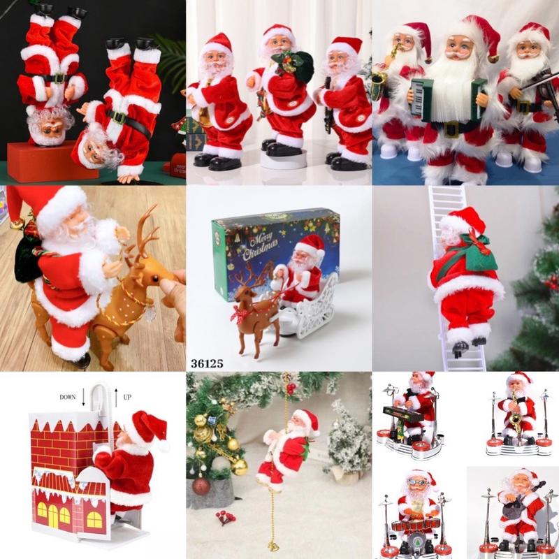   Kèm Pin  ĐỒ CHƠI ÔNG GIÀ NOEL PIN NHẠC GIÁNG SINH CƯỠI TUẦN LỘC NGỒI XE TUẦN LỘC 