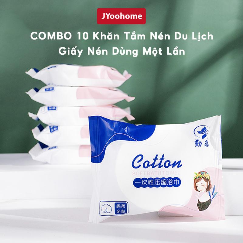  Combo 10 Khăn Tắm Nén Du Lịch JYoohome Khăn Nén Dùng Một Lần Thấm Hút Nhanh Giấy Nén Khách Sạn Tiện Lợi 