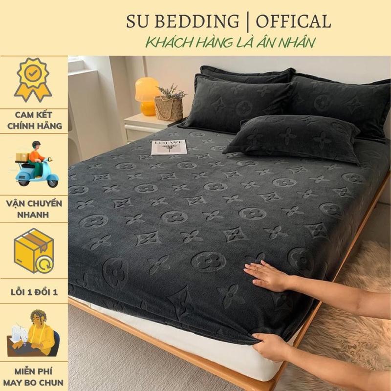 Bộ ga kèm 2 vỏ gối cao cấp, Chất nỉ nhung dầy dặn mềm mịn kháng khuẩn giữ nhiệt tốt an toàn cho da