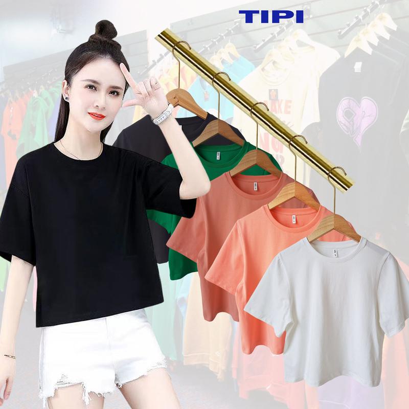 Áo thun croptop nữ tay ngắn cổ tròn vải thun 100% cotton 4 chiều kiểu Hàn Quốc. Women Sen Jean Voi