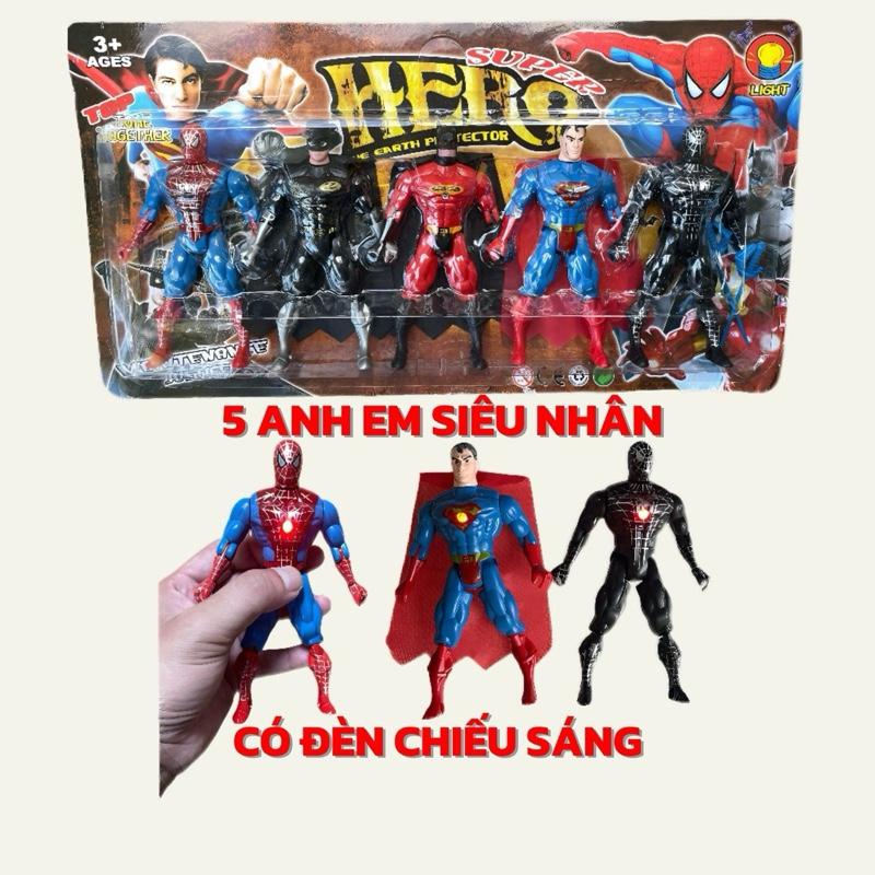  Bộ 5 siêu anh hùng Avengers tích hợp sẵn pin phát sáng Đồ Chơi Mô Hình Toy Voi sự phát triển của trẻ không 50 xeotodochoi quà tặng shanks tơ nhện  spider man 
