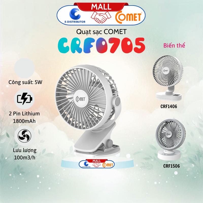 Quạt Sạc Tích Điện COMET Cho Xe Hơi, Văn Phòng CRF0705/1506/1406 - Hàng Chính Hãng - Bảo Hành 12 Tháng Phụ Kiện Usb