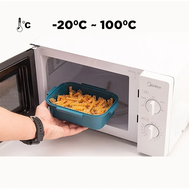 Eatkit Set Tempat Makan 2 Tingkat 3 Sekat Anti Tumpah Eatkit I Lunch Box Susun dengan Sendok Garpu I Bpa Free Kitchenware - Hijau kotak 2