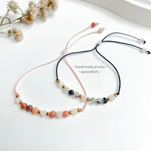(Kaia Bracelet) Gelang Batu Kristal Alam Aesthetic Crystal Stone Bracelet Asli Manik Korea