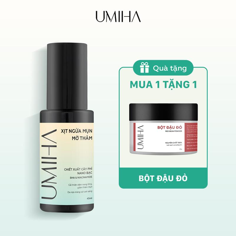 Xịt mụn mờ thâm UMIHA (45ml) Hỗ trợ giảm mụn nang lông | Tặng bột đậu đỏ 55g Skincare Women Chăm Sóc Da Làm Đẹp Da