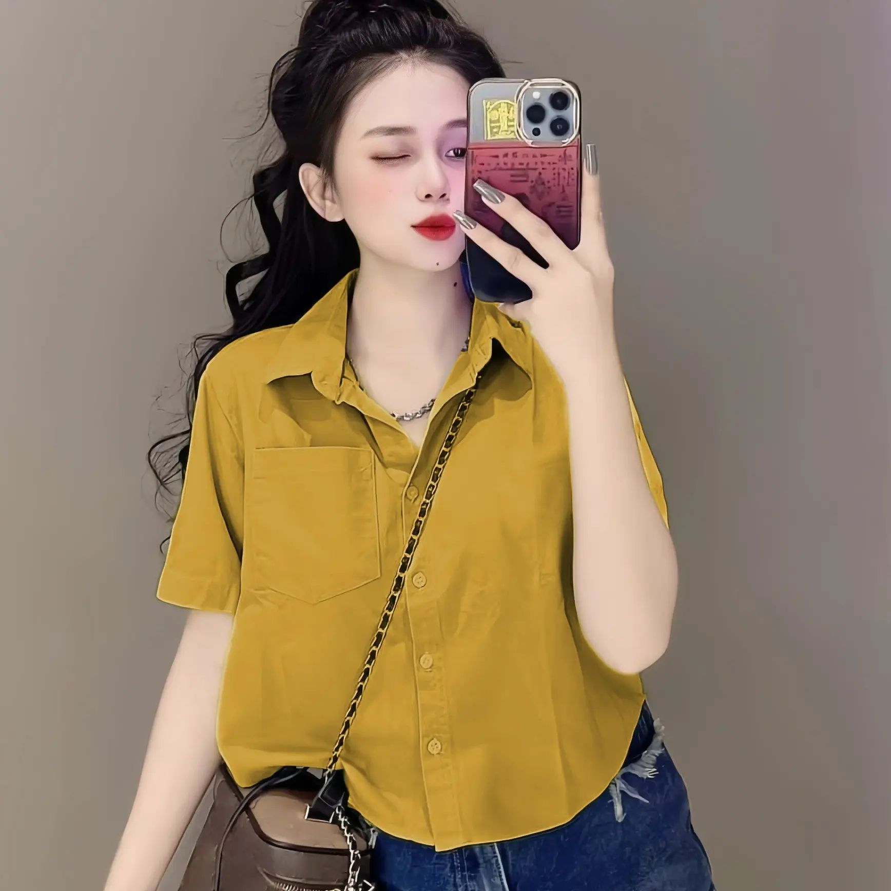 Áo Sơ Mi Nữ Tay Ngắn Form Rộng Nhiều Màu Áo Croptop Nữ Kiểu Sang Chảnh Thoải Mái Cho Bốn Mùa | BigBuy360 - bigbuy360.vn Áo Sơ Mi Nữ Tay Ngắn Form Rộng Nhiều Màu Áo Croptop Nữ Kiểu Sang Chảnh Thoải Mái Cho Bốn Mùa | BigBuy360 - bigbuy360.vn