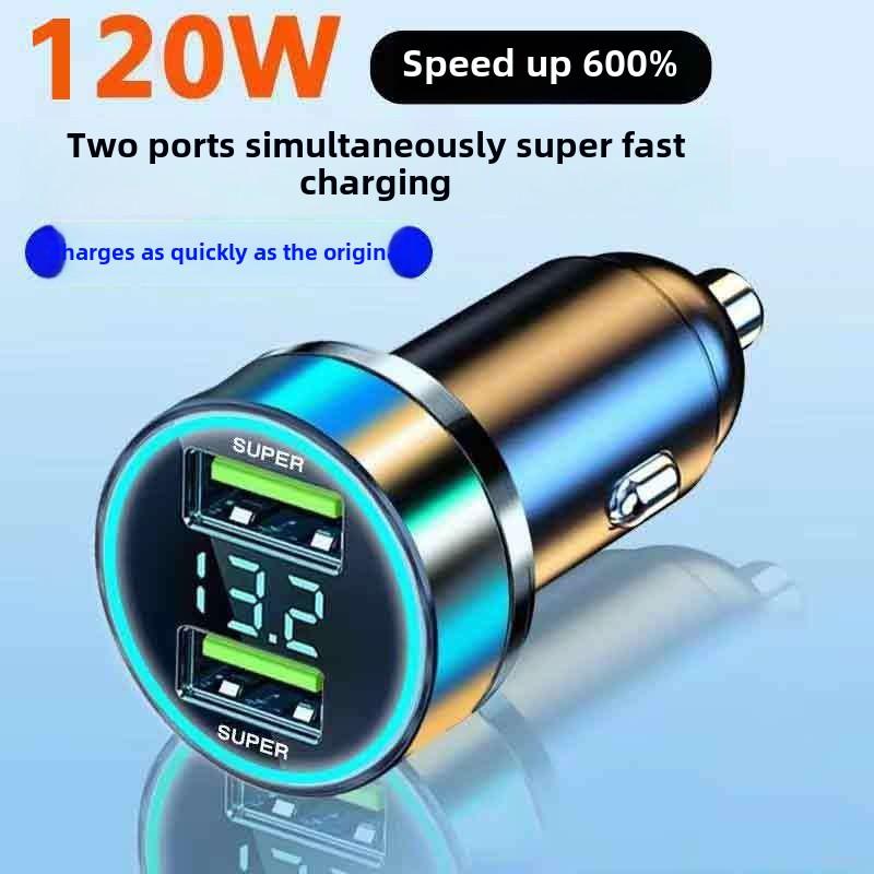 Car Charger Super Fast Charge Cigarette Lighter Digital Display Flash Charger for Android Apple Car Conversion Car Charger Plug 0