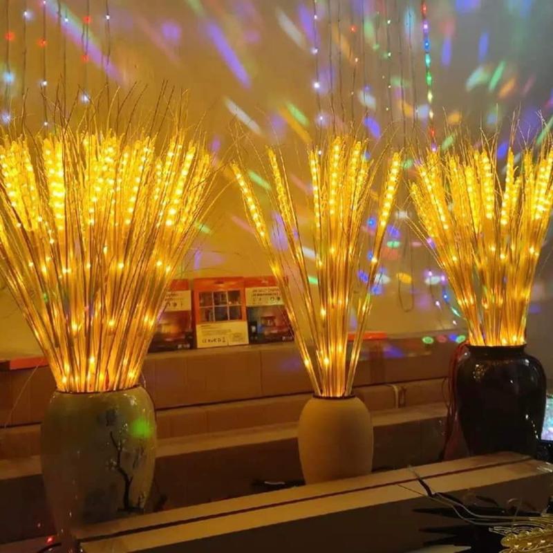 Đèn LED Hình Bông Lúa trang trí bàn thờ văn phòng. Bó 10 Bông màu Vàng Ấm Hàng chuẩn cao cấp Điện áp 220V kèm phích cắm
