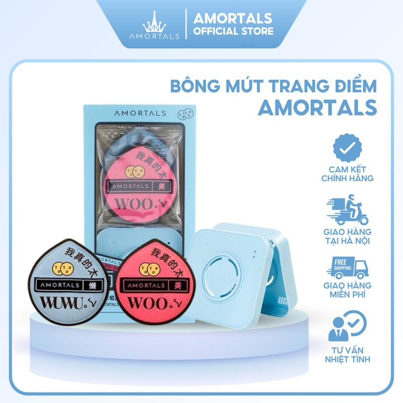 Bông Mút Trang Điểm AMORTALS Chất Liệu Rubycell Siêu Mềm Dễ Tán Kem Nền Kèm Hộp Đựng Mút Phấn Cao Cấp Dành Cho Nữ Mỹ Phẩm Cosmetic