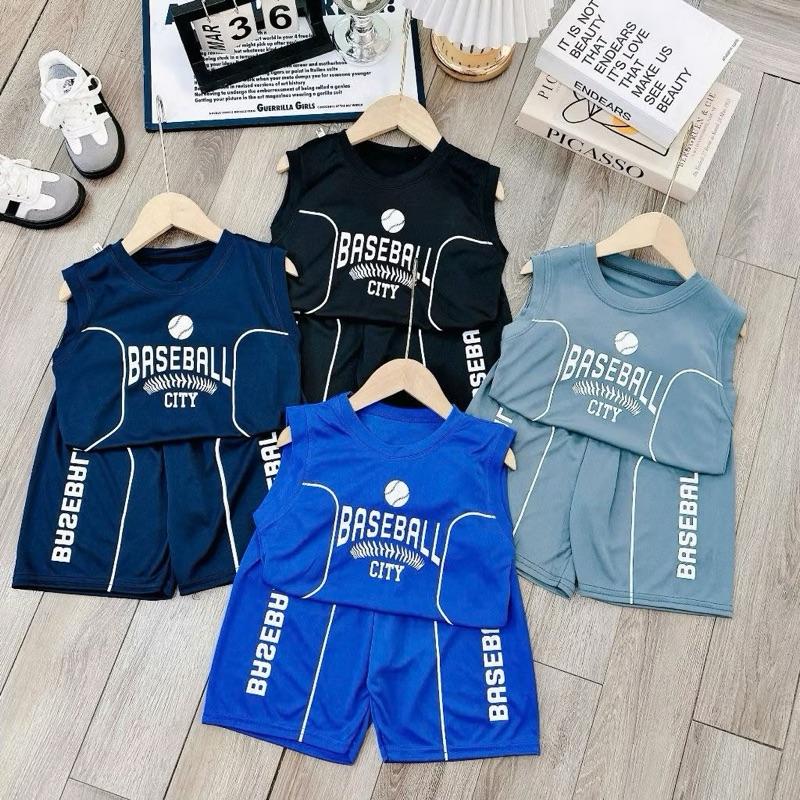 ￼Set bộ quần áo ba lỗ mùa hè dành cho bé trai 14-52kg baseball bóng rổ Chất liệu co dãn thoáng mát 1