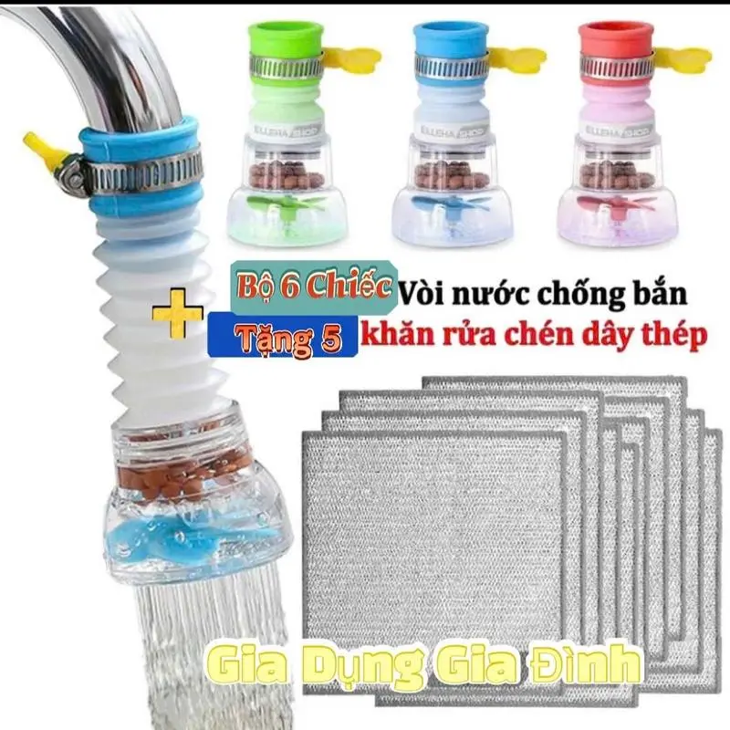 Mua 6 tặng 5 Đầu Vòi Chống Bắn Nước Có Bộ Lọc Xoay 360 Độ Và Kéo Dài 12 cm Cho Phòng Bếp - Nhựa ABS/PVC