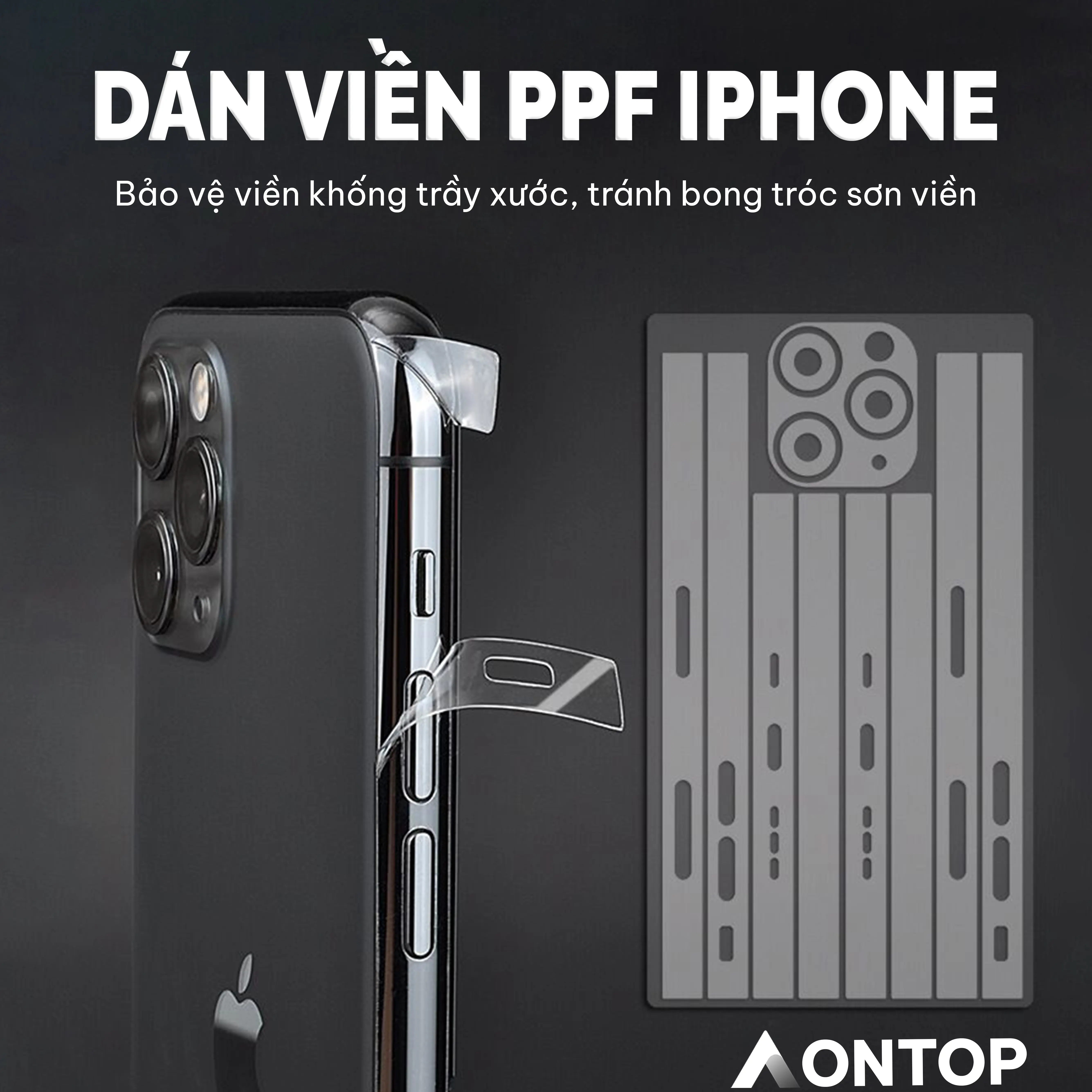 Miếng Dán Viền PPF Dành Cho iPhone Bảo Vệ Viền Máy Và Viền Camera Chống Trầy Xước, Bong Sơn Cho iP X Xr Xs Max 11 12 13 14 15 Pro Max 15 Plus