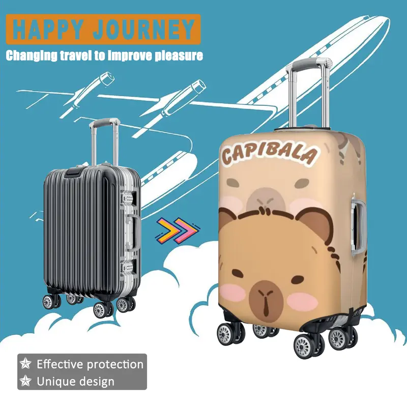 Vỏ Bọc Hành Lý Capybara, Thiết Kế Hoạt Hình Dễ Thương, Bảo Vệ Vali Hoạt Hình, Dày Và Chống Trầy Xước, Vừa Vali Du Lịch 18-32 Inch, Vỏ Bọc 3