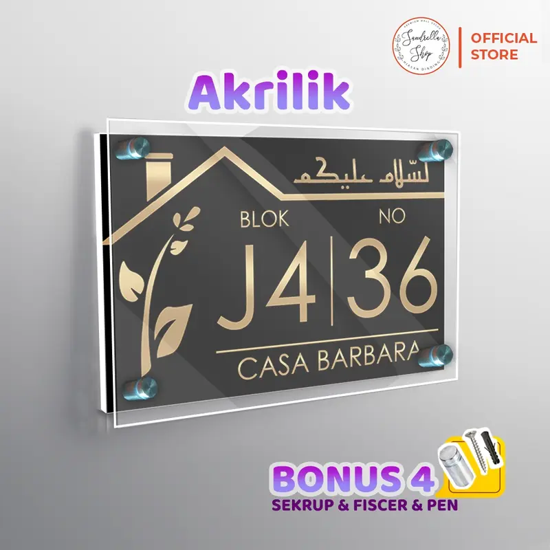Custom Nomor Rumah Akrilik Papan Alamat Nomer Rumah Acrylic MNR62 3