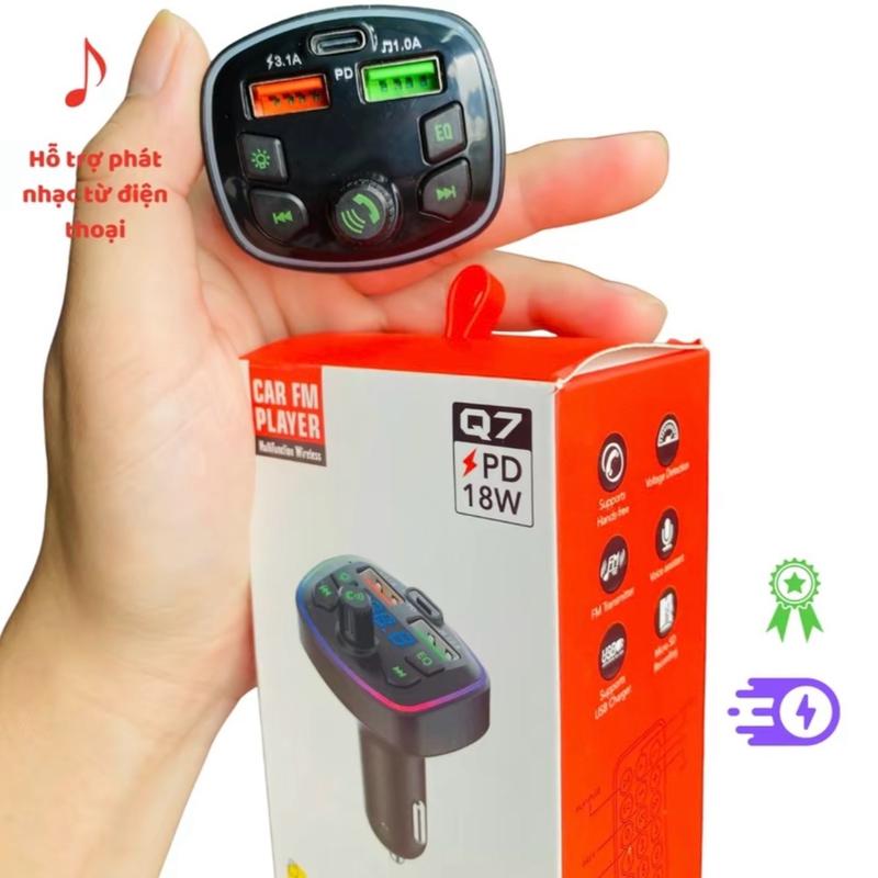 Tẩu sạc 3 cổng Ô tô hỗ trợ phát nhạc MP3 qua Bluetooth Không Dây . Dùng cho Ô tô Phụ Kiện