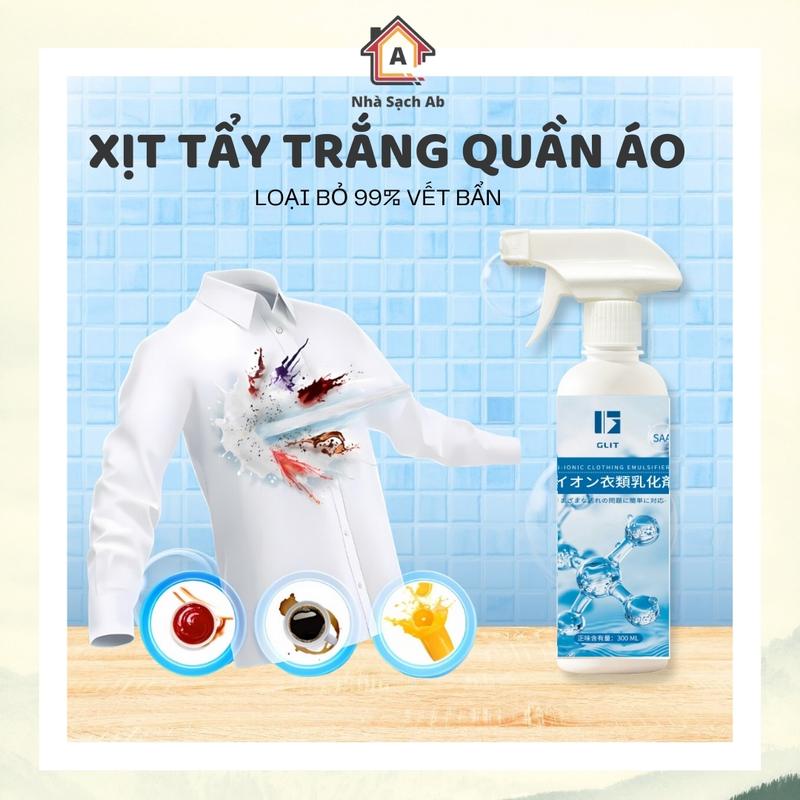 [NHÀ SẠCH AB] Xịt Tẩy Quần Áo 300ml GLIT Dành Riêng Cho Dầu Mỡ Thức Ăn Dung Dịch Làm Sạch Tẩy Rửa Vết Bẩn Thức Ăn Dính Trên Quần Áo, Chiết Xuất An Toàn Dùng Trong Gia Đình