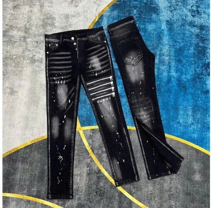 Quần jean nam đen 4 cúc phối 4 khóa kéo chất bò co dãn vẩy sơn xịn xước nhẹ phong cách boy phối hottrend Menswear Pants